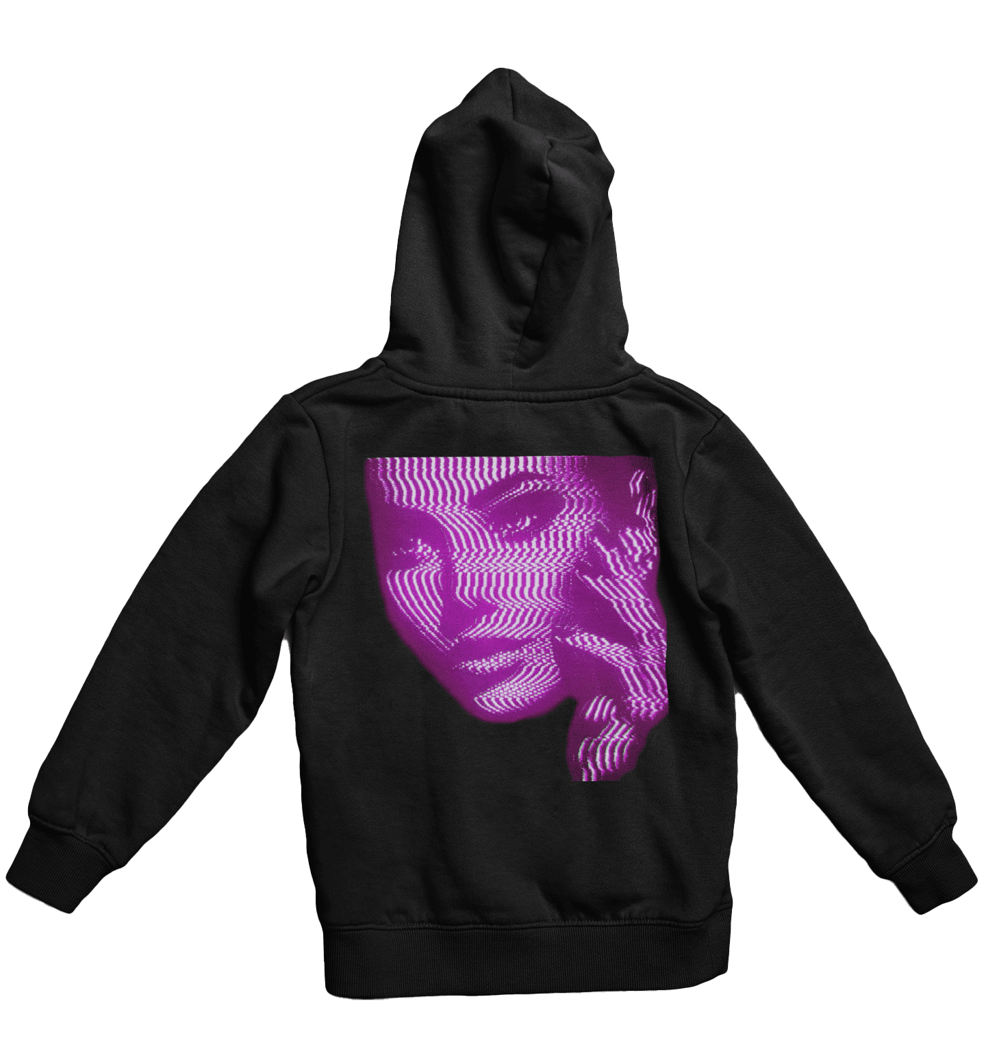 Pink Glitch Face Hoodie